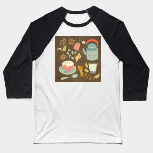 Chai tea Illustration Baseball T-Shirt